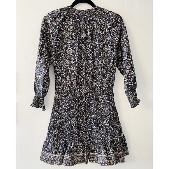 EUC Veronica Beard Karlina Floral 3/4 Sleeve Smocked Button Front Dress- Sz 0 - Picture 4 of 15